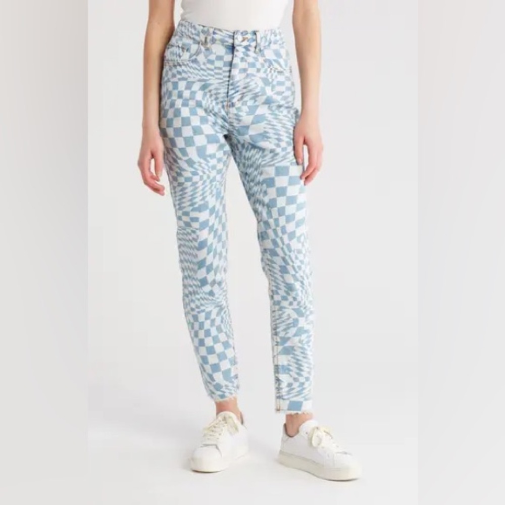 Tinseltown Blue Checkered Straight Leg Jeans size 5